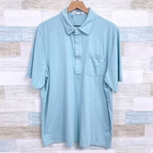 Criquet Short Sleeve Pima Cotton Polo Shirt Blue Stretch Golf Casual XXL 2XL